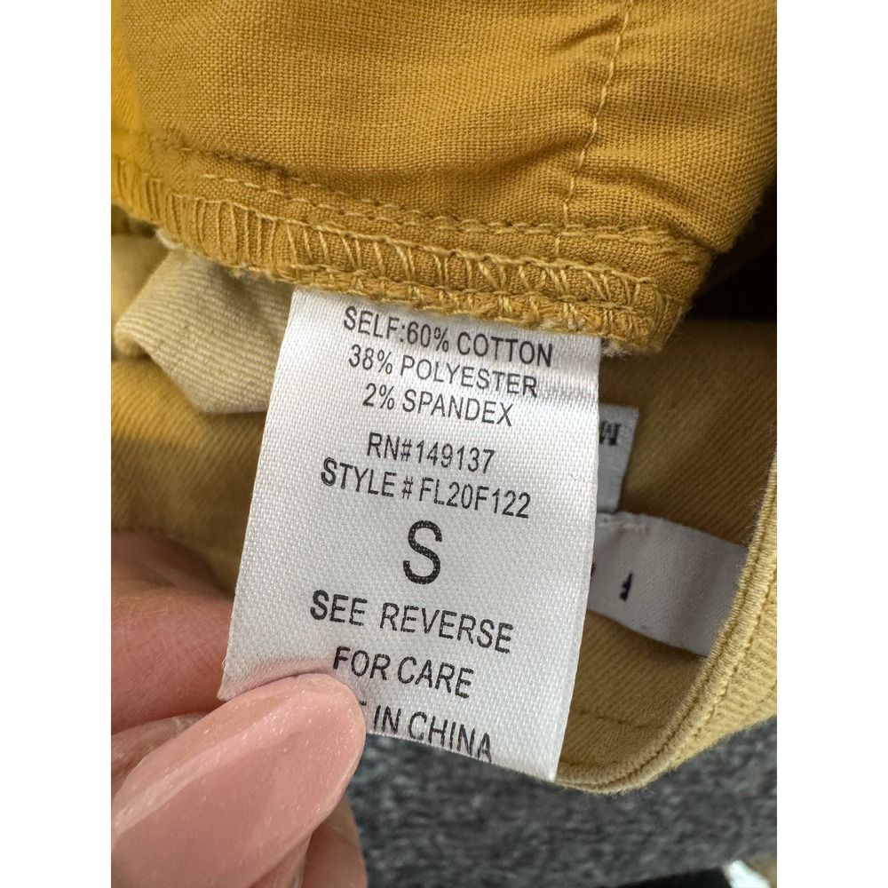 FAVLUX Mustard Yellow High Waisted Triple Button Fly Cuffed Shorts Womens SZ S - Picture 12 of 13